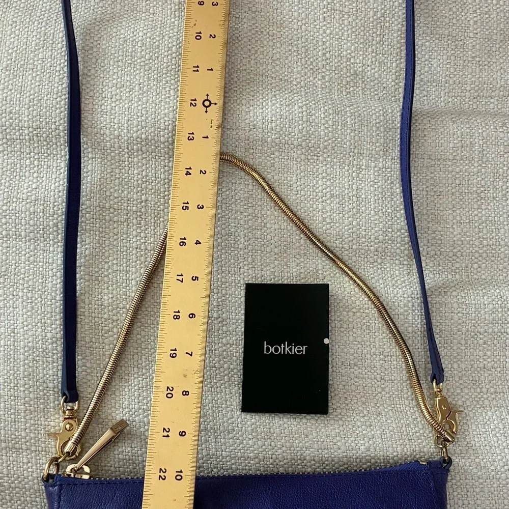 Botkier EUC Trigger Envelope Royal Blue Leather Crossbody Bag with Gold Accents - Picture 11 of 14